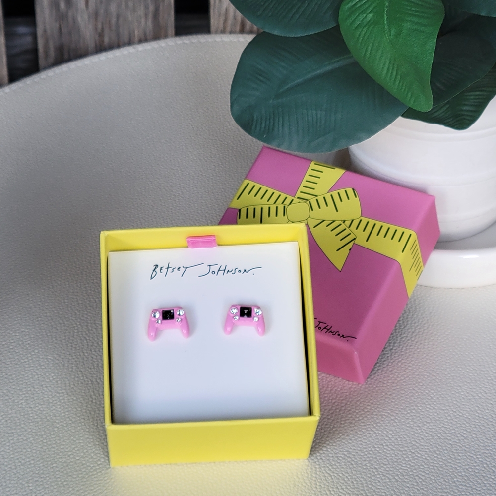 Betsey Johnson Pink Bling Controller Earrings